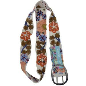 JENNY KRAUSS Womens Belt Multicolor Paisley Buckle Embroidered Wool Sz S M L New